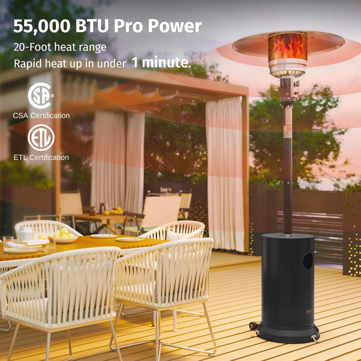 55,000 BTU Propane Patio Heater Outdoor