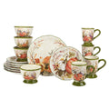 Harvest Morning 16-Piece Ceramic Dinnerware Set, Service for 4 - Celebrate autumn with vibrant pumpkins and florals