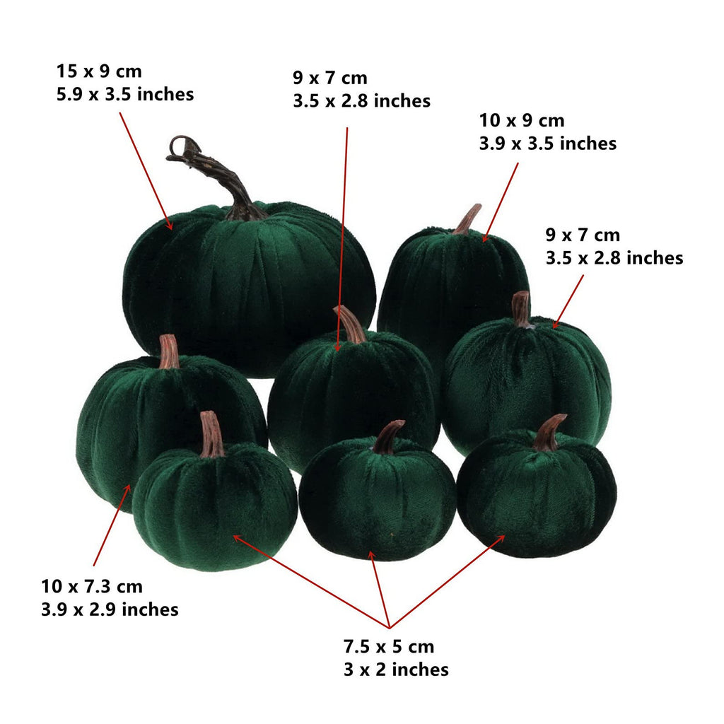 8 Pcs Fake Green Velvet Pumpkins Artificial Pumpkin Decoration