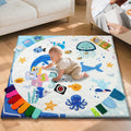 Premium Foam Baby Play Mat 50x50, 4 Developmental Zones Play Mat with Removable & Machine Washable Cover, Extra Thick