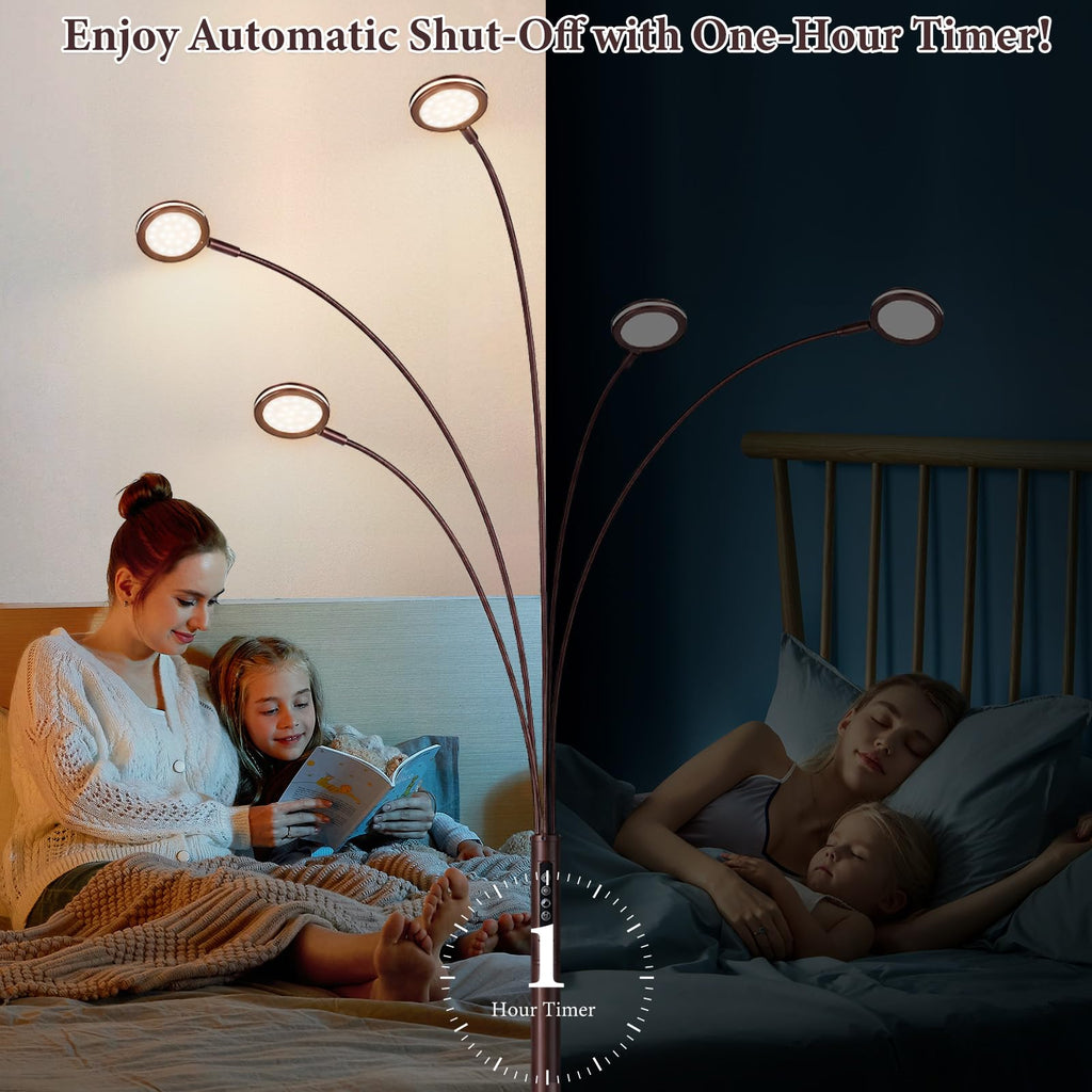 Inspired Arco Style LED Arc Floor Lamp with Remote, Dimmable Floor Lamp with Timer