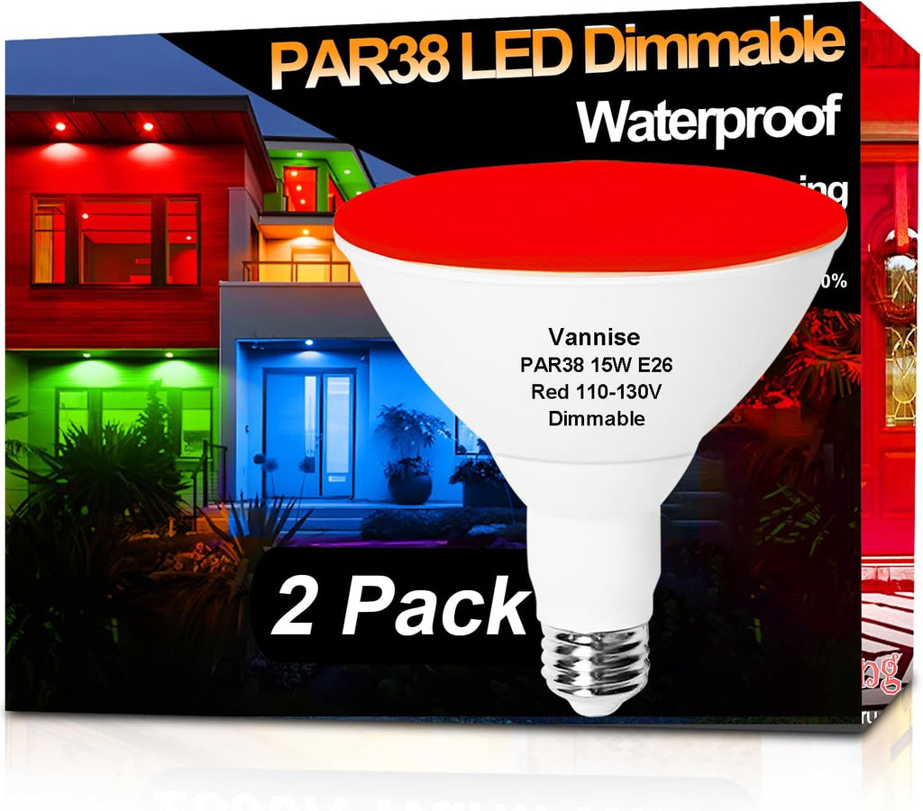 PAR38 Outdoor Flood Light Bulb Red Dimmable Waterproof 15W 120V