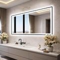 72x32 LED Bathroom Vanity Mirror - Black Aluminum Framed