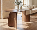 70 Inch Large Dining Table for 6-8 People, Solid Wood Kitchen Table with Curved Wooden Legs, Mid Century Modern
