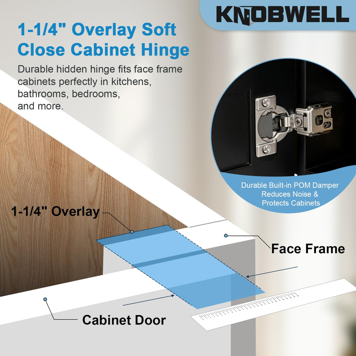1-1/4" Overlay Soft Close Hinges Face Frame Cabinet Hinges 25 Pair