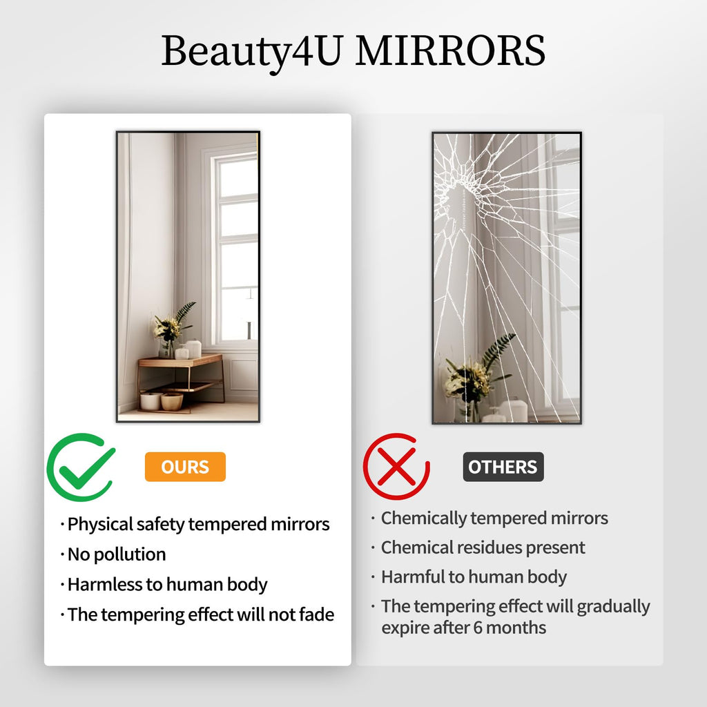 71" x 32" Full Length Mirror with Stand, Black Large Floor Mirror