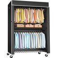 Black Clothing Rack with Black Cover, P1C Plus Rolling Closet