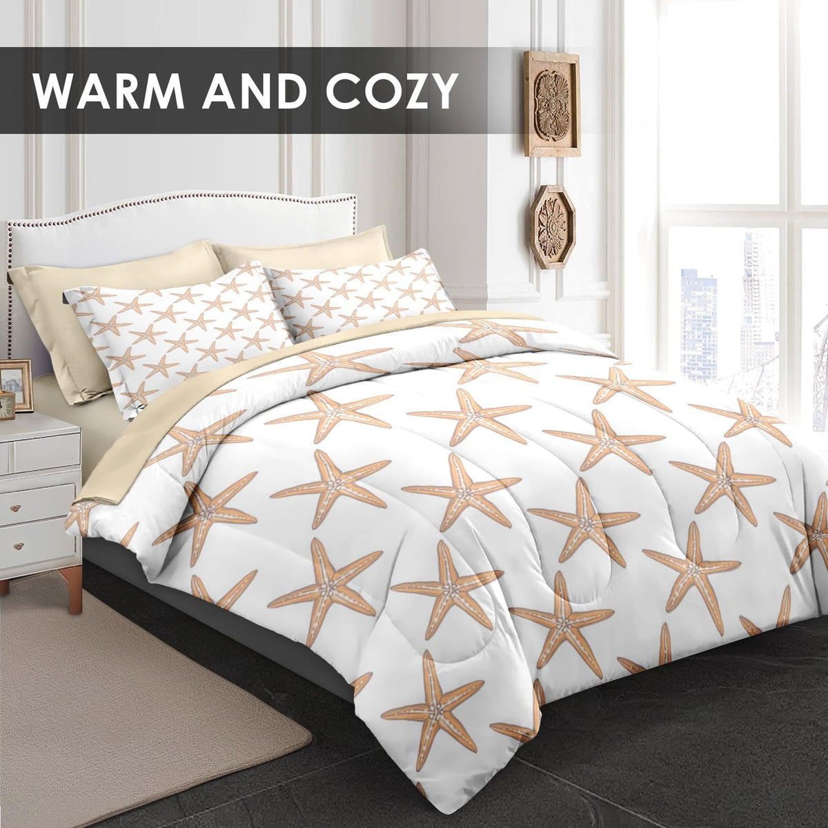 Comforter Set with Sheets, 7 Pieces Boho Sea Bedding