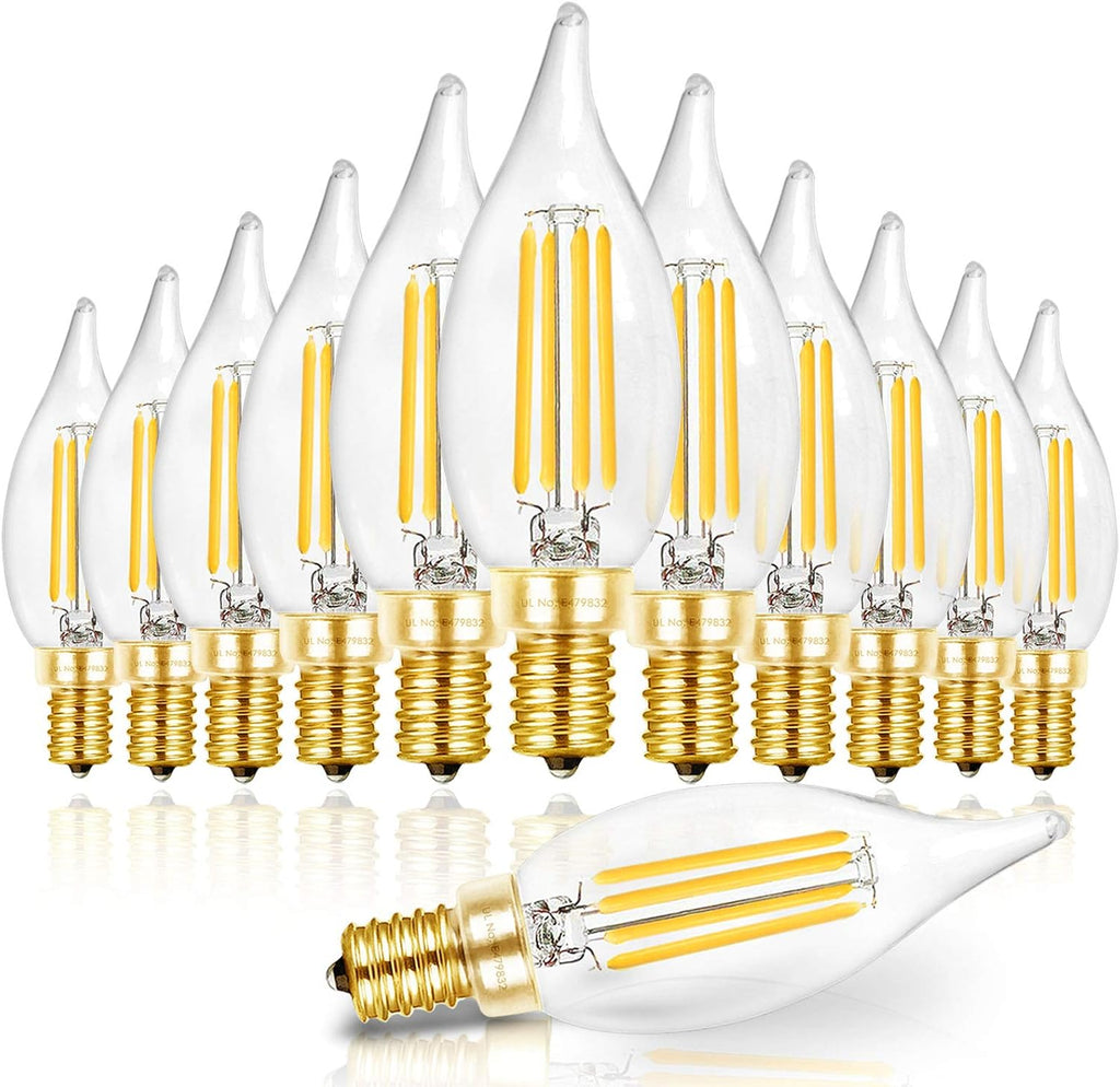 Candelabra Light Bulbs 5000K, 40W Eq Dimmable E12 LED Bulb, 12PCS