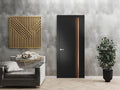 Modern Solid Interior Door with Handle | Planum 1010 Chocolate Ash | Single Regural Panel Frame Trims | Bathroom Bedroom Sturdy Doors-30" x 80"