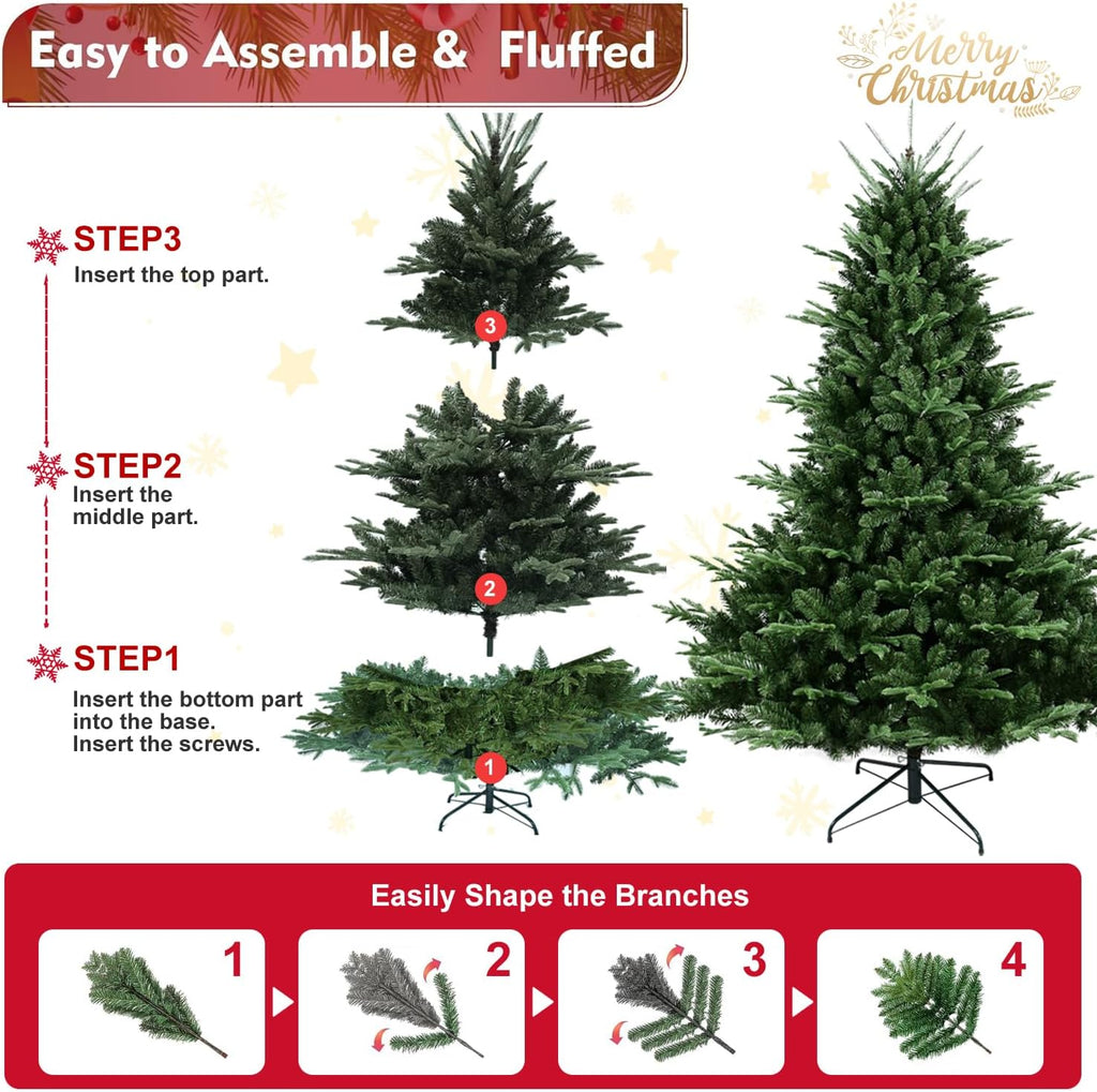 Artificial Christmas Tree, 4 to 9 ft, Premium Unlit Spruce Douglas Firs Christmas Tree, Realistic Fake