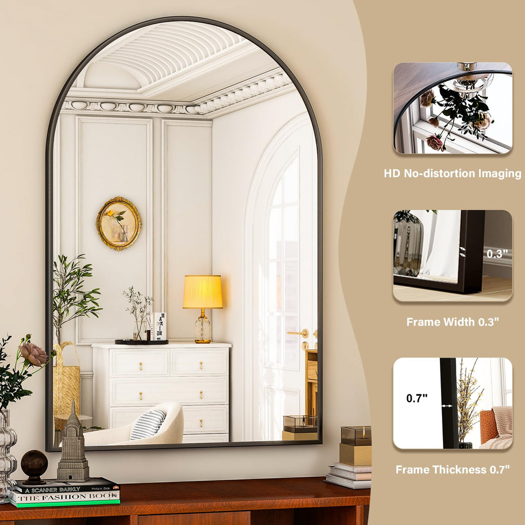 Arched Wall Mirror 30"x40" Black Arch Bathroom Vanity Mirror