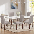 Upholstered Dining Chairs Set of 6, Modern Fabric Dining Room Chair, Wooden Dining Chair, Kitchen Side Chairs