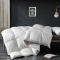 Twin Down Feather Fibers Comforter, All Seasons Duvet Insert with 100% Organic Cotton, Fluffy Fill-Power Medium Warm