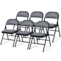 6 Pack Folding Chairs, Fabric Dining Chair Set with Padded Seat & Metal Frame, Indoor Outdoor Upholstered Commercial