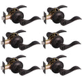 6 Pack Oil Rubbed Bronze Privacy Door Levers Bedroom, Keyless Door Locksets Knobs, Interior Door Handles with Lock