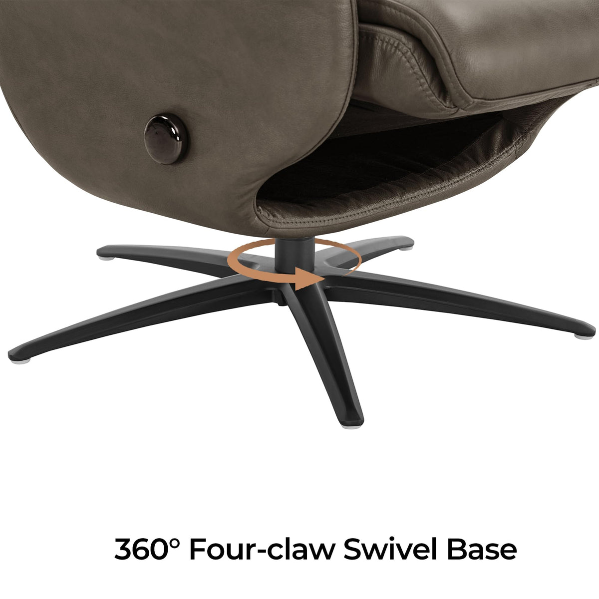 Self-Weight Genuine Leather Swivel Chair with Ottoman, Mink Brown