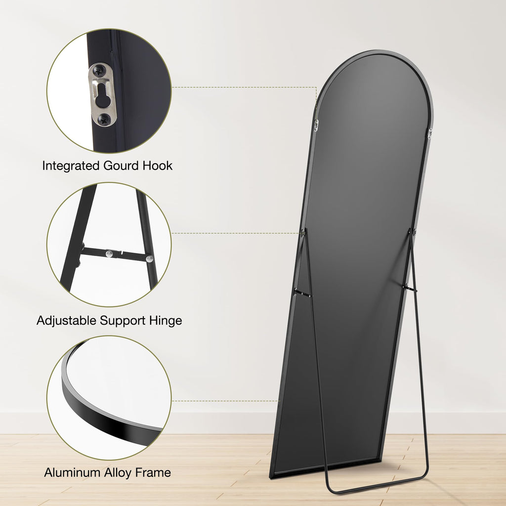 64"x21.5" Arched Full Length Mirror with Stand, Body Mirror