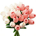 28 Pcs Artificial Tulips, 13.5 Inches PU Faux Tulip Flowers for Spring Easter Celebration Mother's Day Brunch Table