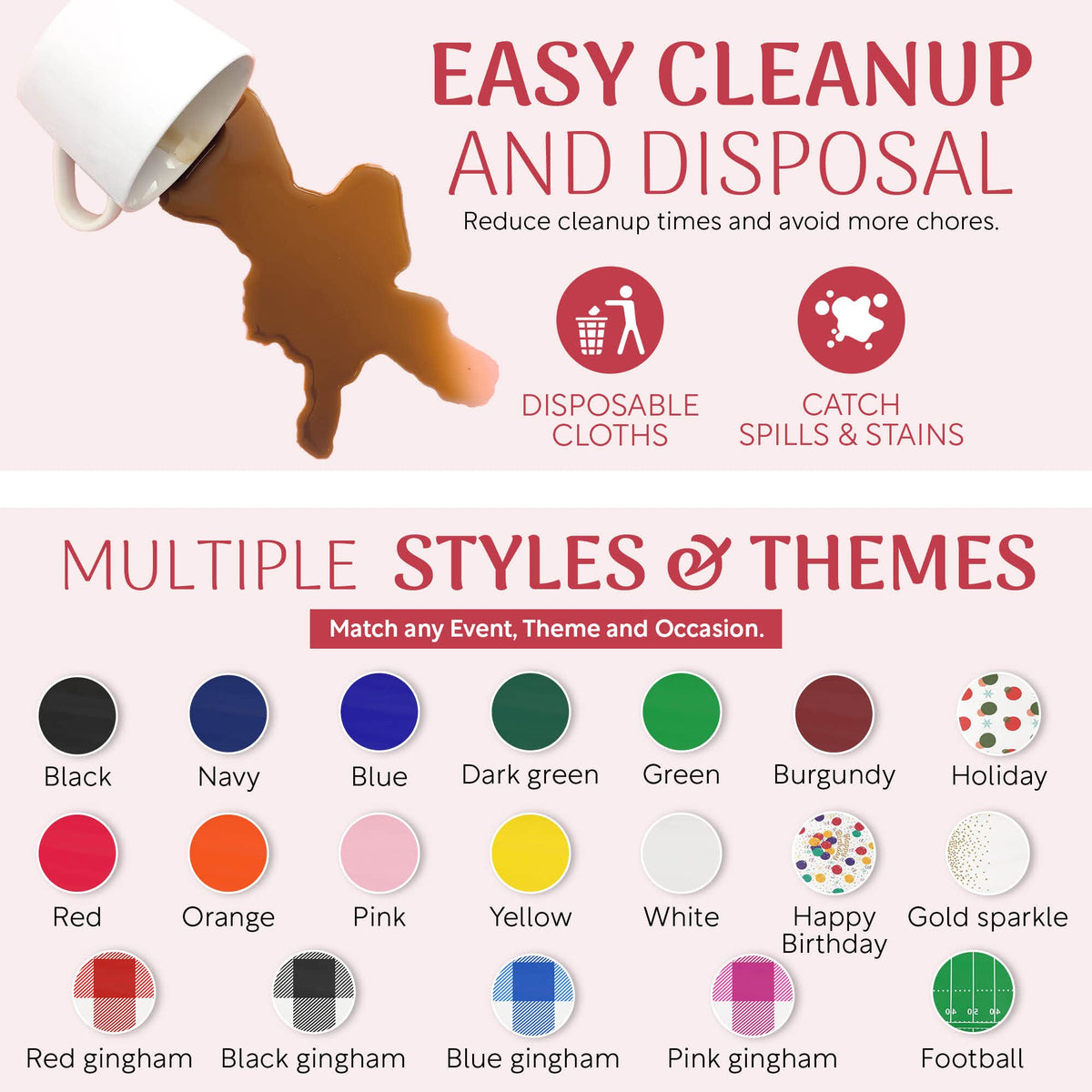 Plastic Table Cloth Roll - 54in x 100 Ft. Table Cover Holiday