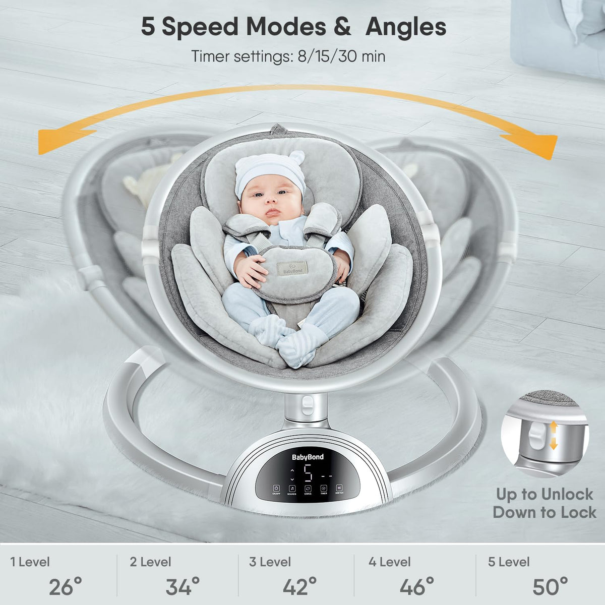 Baby Swings for Infants, Bluetooth Infant Swing with Music Speaker