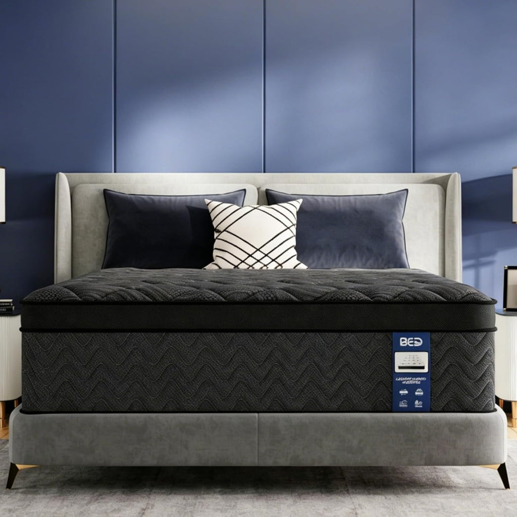 Upgraded Luxury 12 Inch Hybrid California King Size Mattress, Medium Firm | Cooling Gel Memory Foam & Pocket Springs