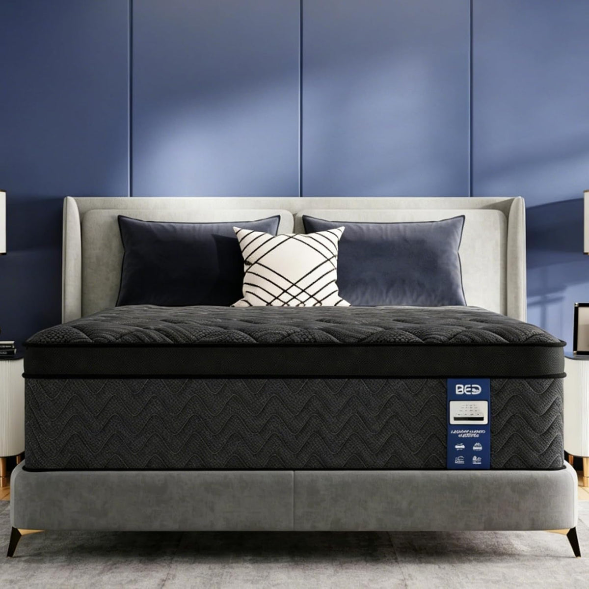Upgraded Luxury 12 Inch Hybrid California King Size Mattress, Medium Firm | Cooling Gel Memory Foam & Pocket Springs