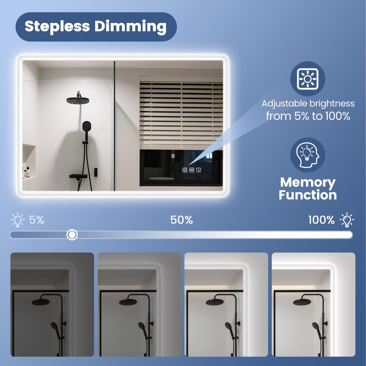 40"x28" LED-Bathroom-Mirror-with-Lights, Wall-Mounted with Bluetooth Speaker, Anti-Fog, 3 Color Temperature, Dimmable