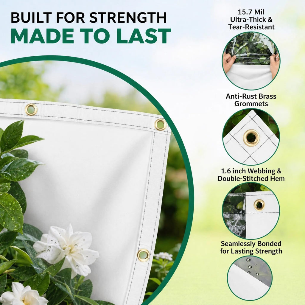 Outdoor Vinyl Curtain, 4'W x 9'L Heavy Duty Clear Tarp with Grommets UV Protection, Clear Panel Waterproof for