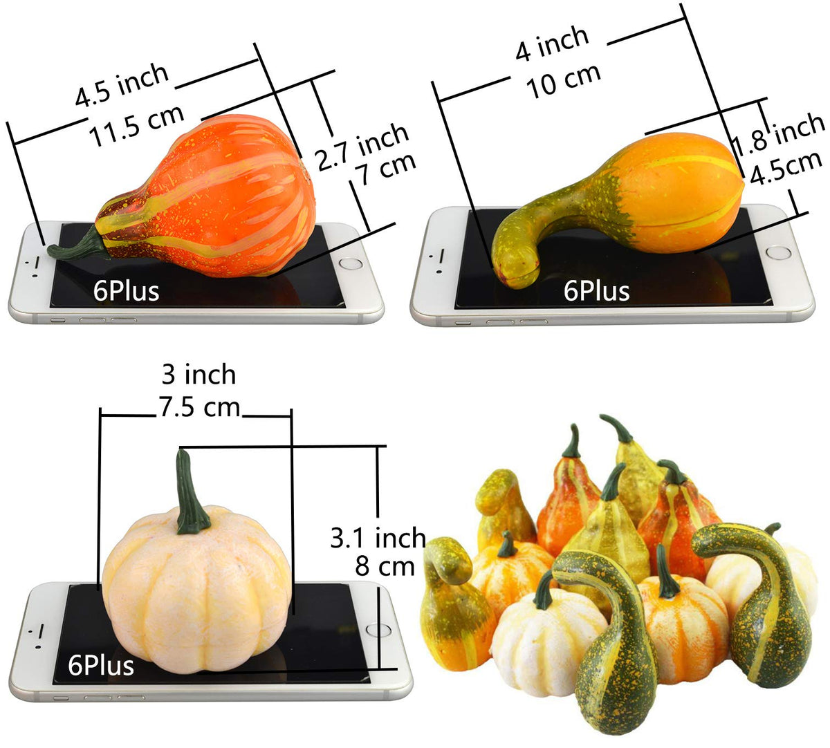 12Pcs Lifelike Simulation Realistic Mixture of Artificial Pumpkins Fake Vegetable Fruit Decoration