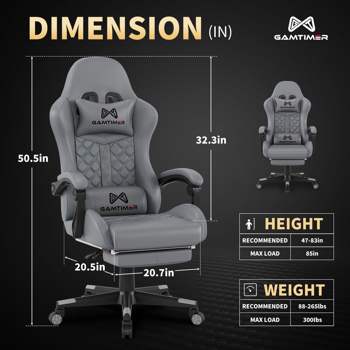 Gaming Chair, 400 lbs Adult Chair, High Back Computer Chair with Footrest and Linked Armrests, Office Video Game