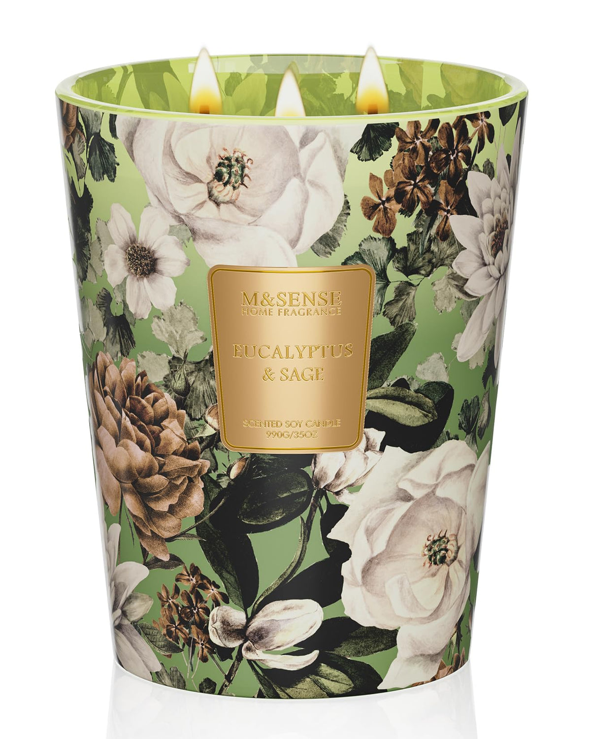 Eucalyptus Sage Soy Candle, 35oz 3-Wick, Stress Relief Gift