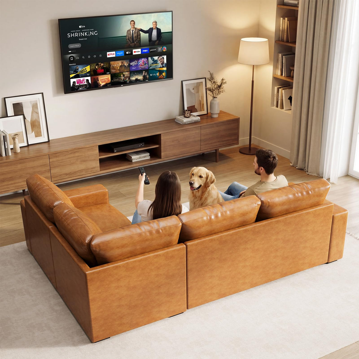 Oversized Modular V Shaped Sectional Couches, 7 Seater Comfy Sofa with Wide Armrest, Thick Spring Cushions, Luxury