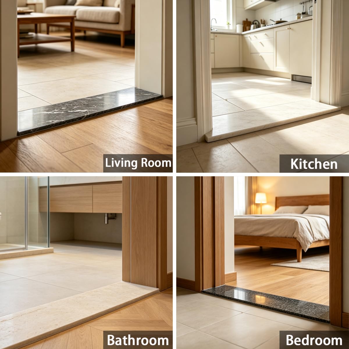 Aluminum Profile Floor Transition Strip, Brushed Black, 35.4"x3.9"