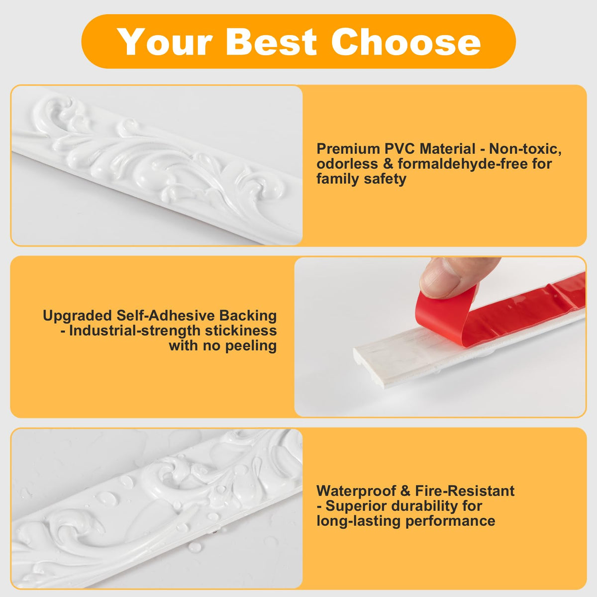16.4FT x 1.02'' White Peel and Stick Crown Molding Trim - Flexible Decorative Mirror Frame Border, Self-Adhesive