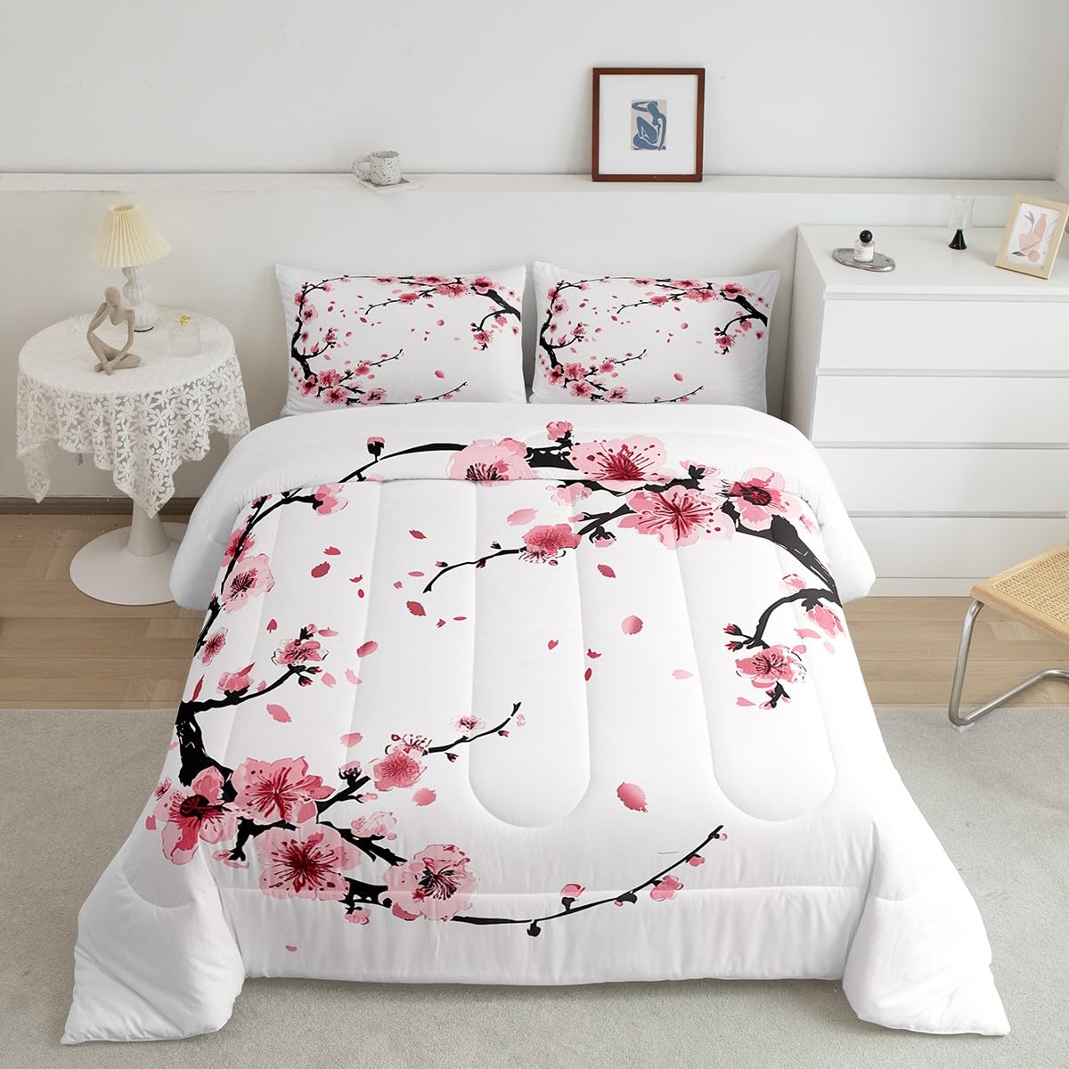 Cherry Blossoms Traditional Comforter Set Bedding