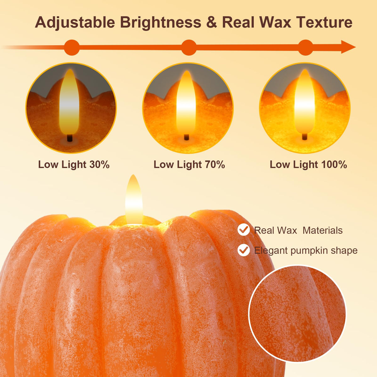 Fall Decor, Fall Decorations Large Flameless Pumpkin Candle Orange