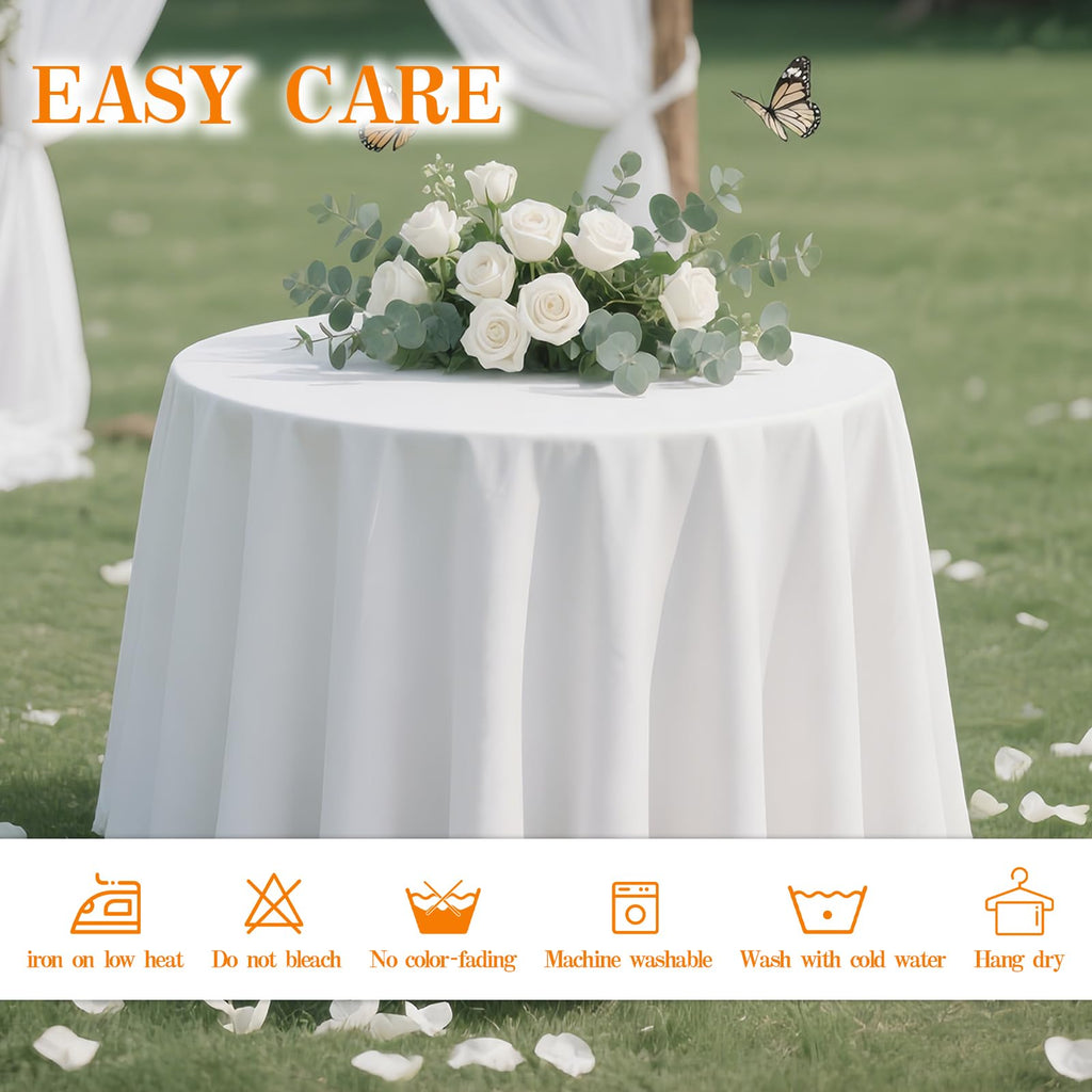 6 Pack White Table Cloth 90 Inch Round Cloth Fit 5FT Table