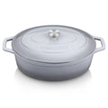 9.3 Qt Oval Enameled Cast Iron Dutch Oven with Lid, Grey