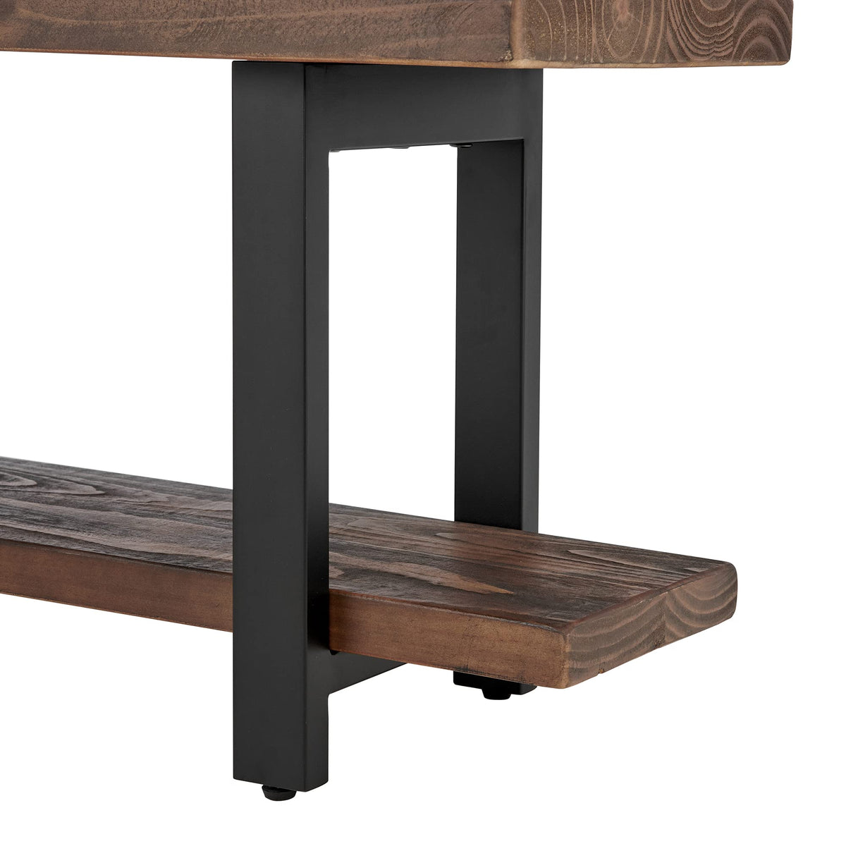 Pomona Solid Wood Entryway Bench and Coat Hook Set, Rustic Brown, 48 Inch