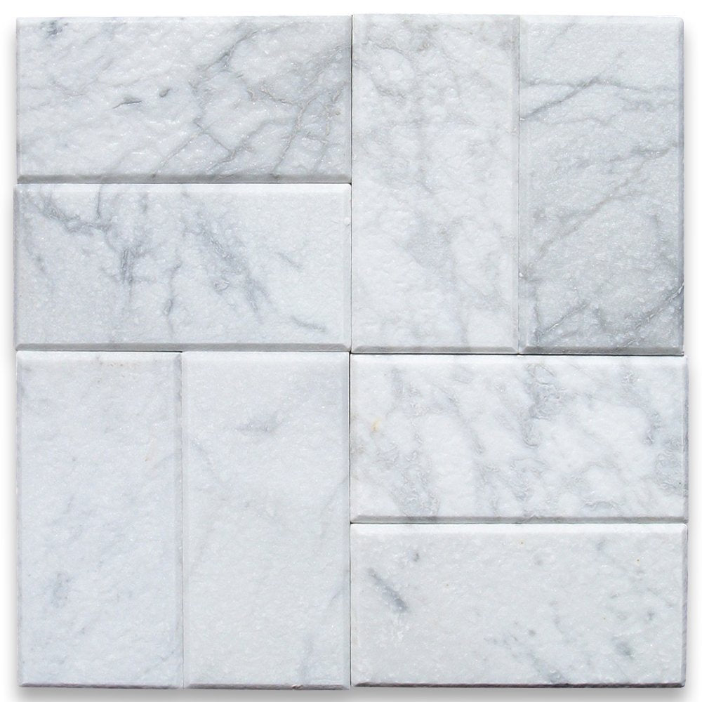 Carrara White Italian Carrera Marble Subway Tile 3 x 6 Tumbled