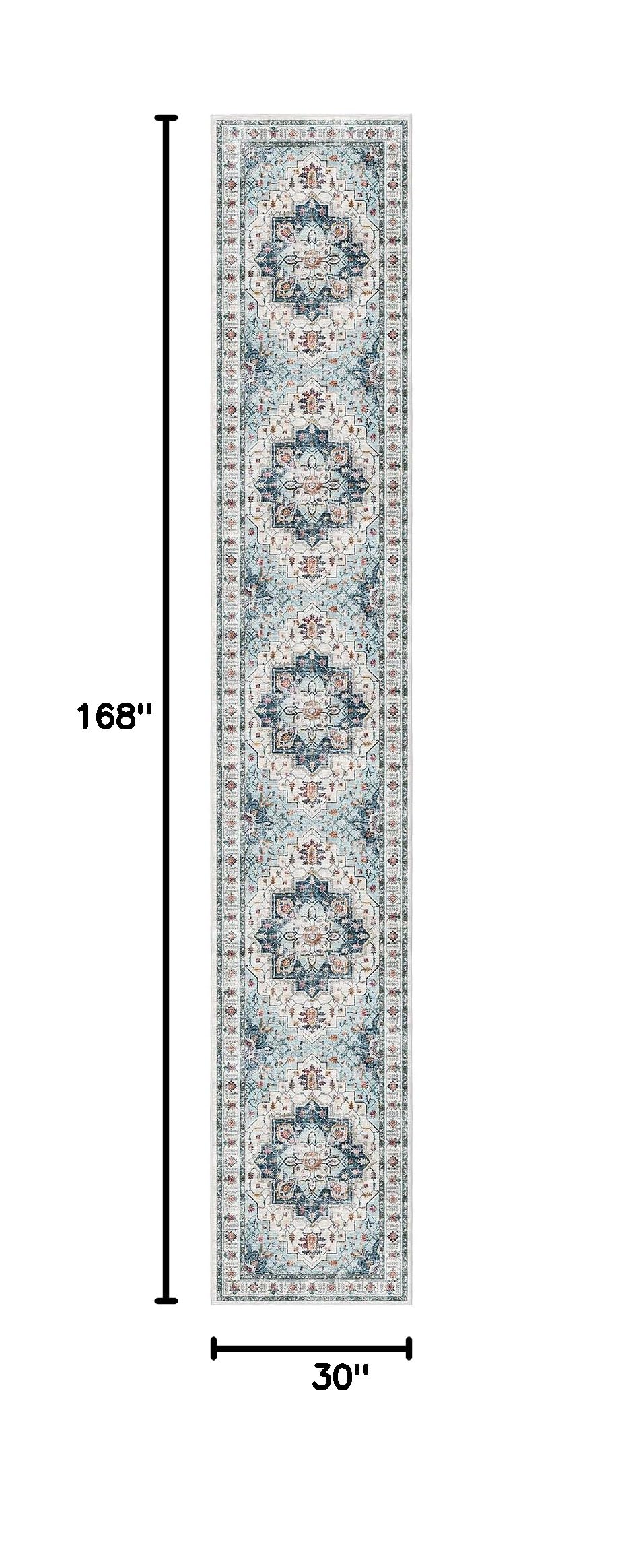 Hallway Runner Rug 2'6''x14' Kitchen Runners Vintage, Blue