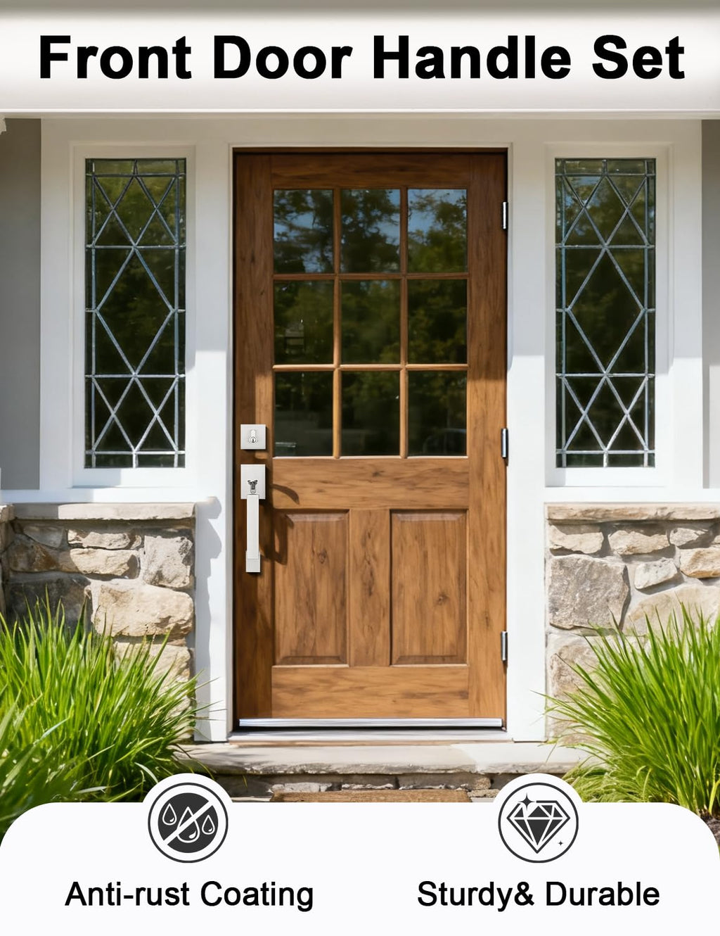 Satin Nickel Front Door Handle and Deadbolt Set for Entry Door