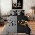 King and Queen Crown Comforter Set, 7 Piece Bed in a Bag, Her King and His Queen Comforter and Sheet Set, Romantic - Set of 7
