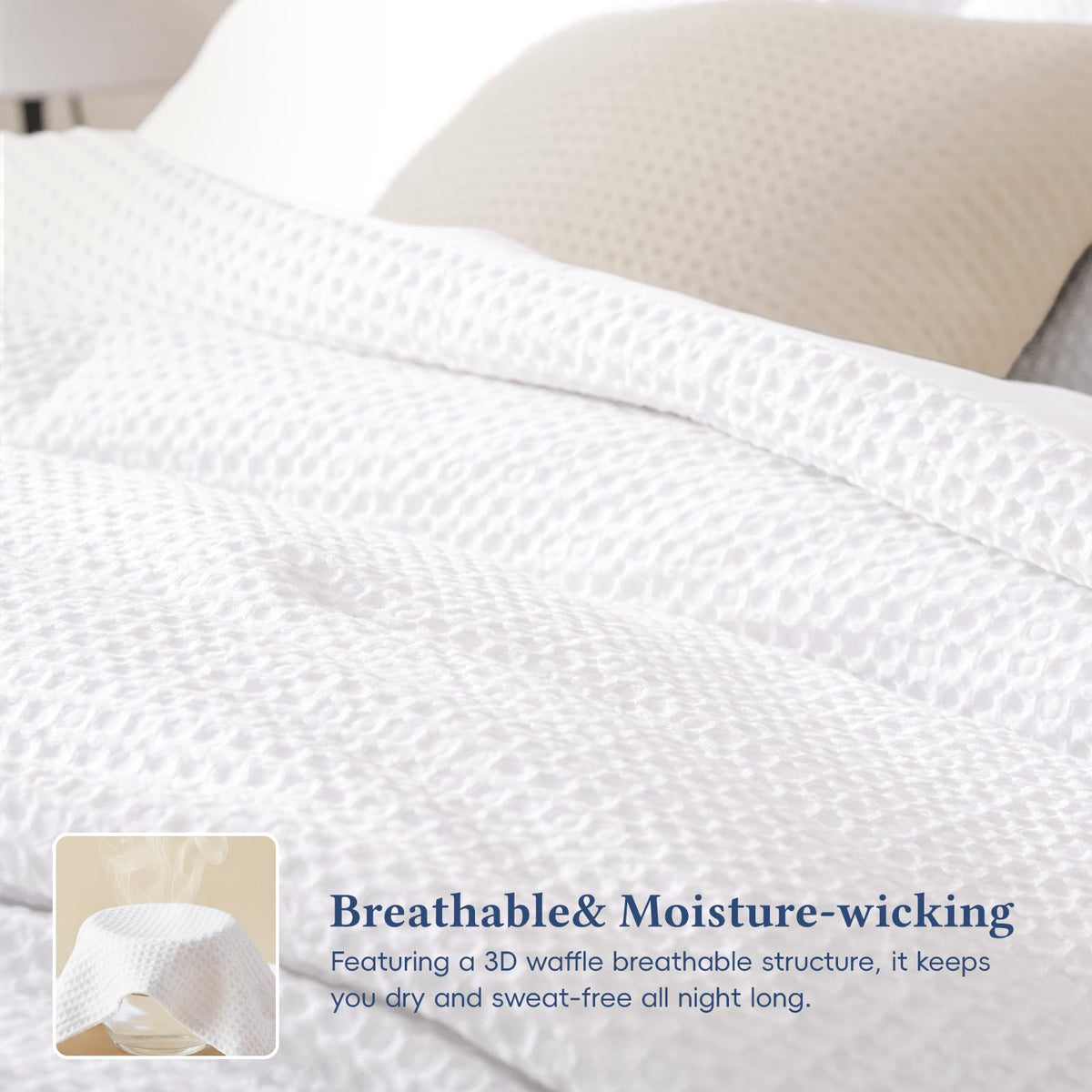 Textured Summer Waffle Weave Comforter Set, White