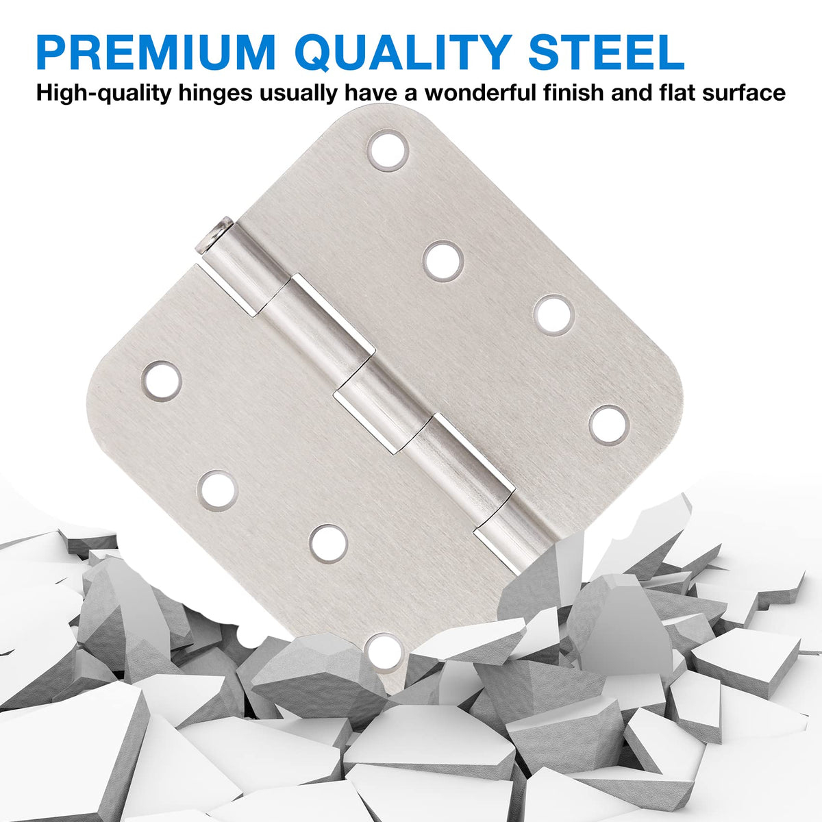 18 Pack Door Hinges 4 Inch Brushed Nickel 5/8" Radius Interior