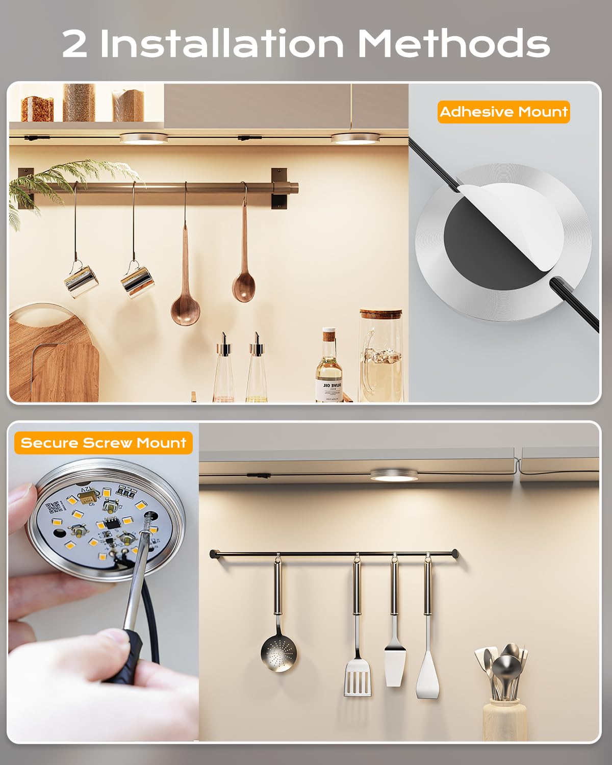 Smart Under Cabinet Lighting 6-Pack, LED Puck Lights Dimmable