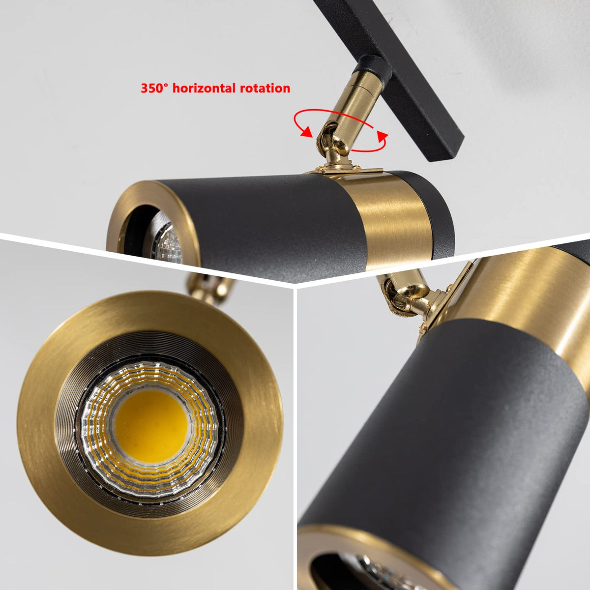 LED Track Lighting, Black and Gold GU10 Ceiling Spotlight