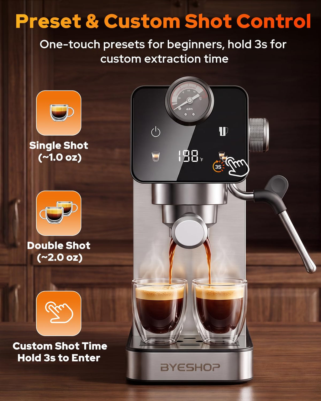 20 Bar Compact Espresso Coffee Machines with Milk Frother