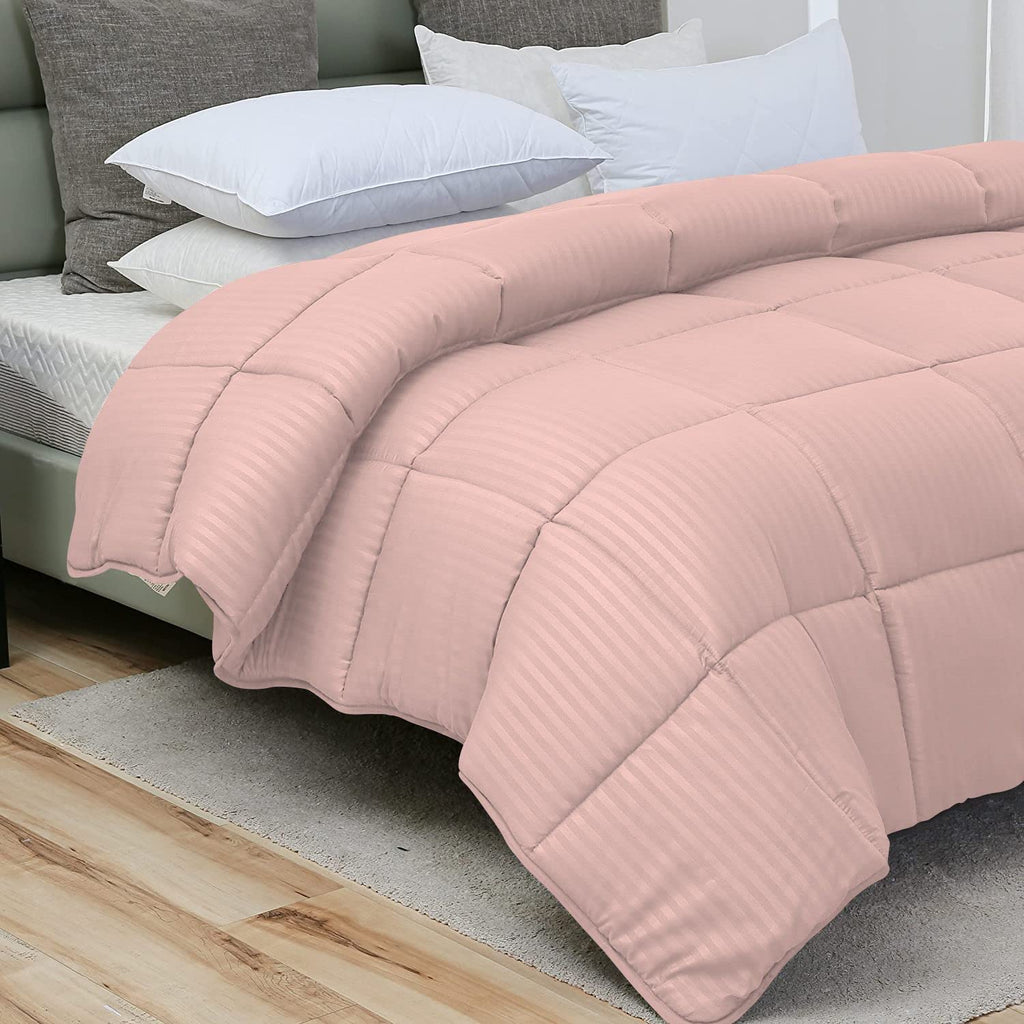 Luxurious 1000 Thread Count 5 Piece Comforter Set, 100% Egyptian Cotton Cover, Damask Stripe, 500 GSM Filling
